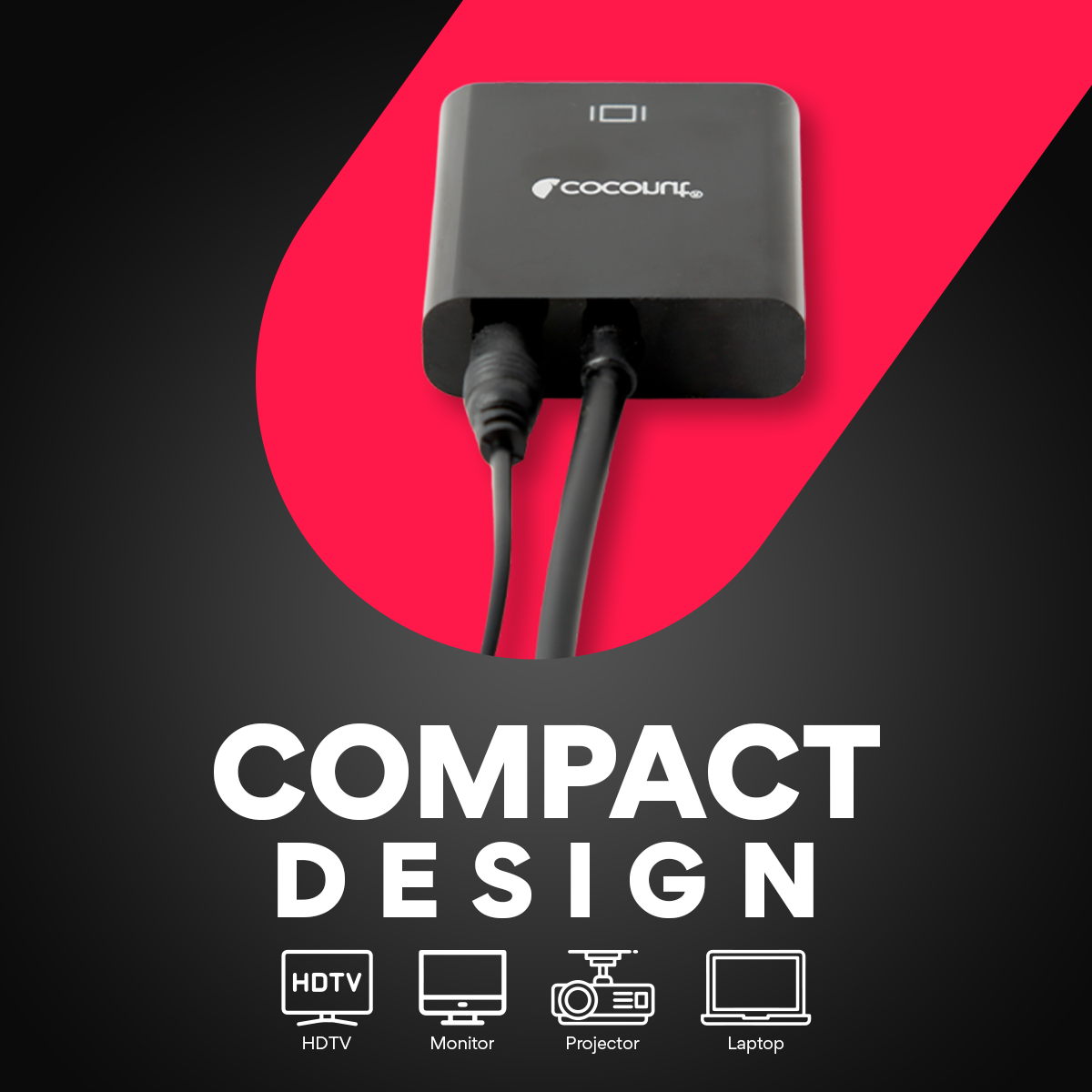 HDMI to VGA adapter with audio support for connecting devices